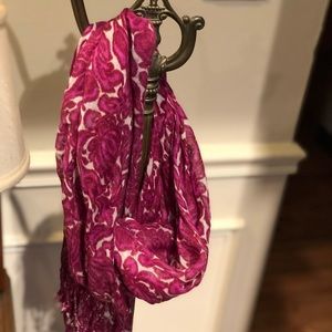 Deep purple scarf with fringe lightweight